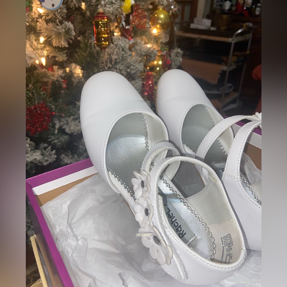 Rachel Shoes White Floral Kids Dress Shoes